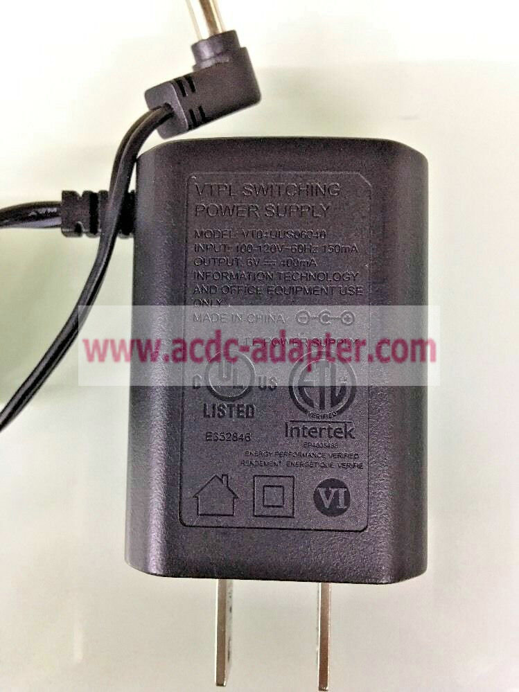 Genuine Vtech At&t VT04UUS06040 6VDC 400mA AC Adapter VTPL Switching Power Supply - Click Image to Close